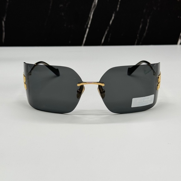 NEW MIU MIU SMU 54Y 5AK5S0 WOMEN SUNGLASSES MU54YS 5AK5S0 GOLD GREY MU 54YS - Picture 3 of 13